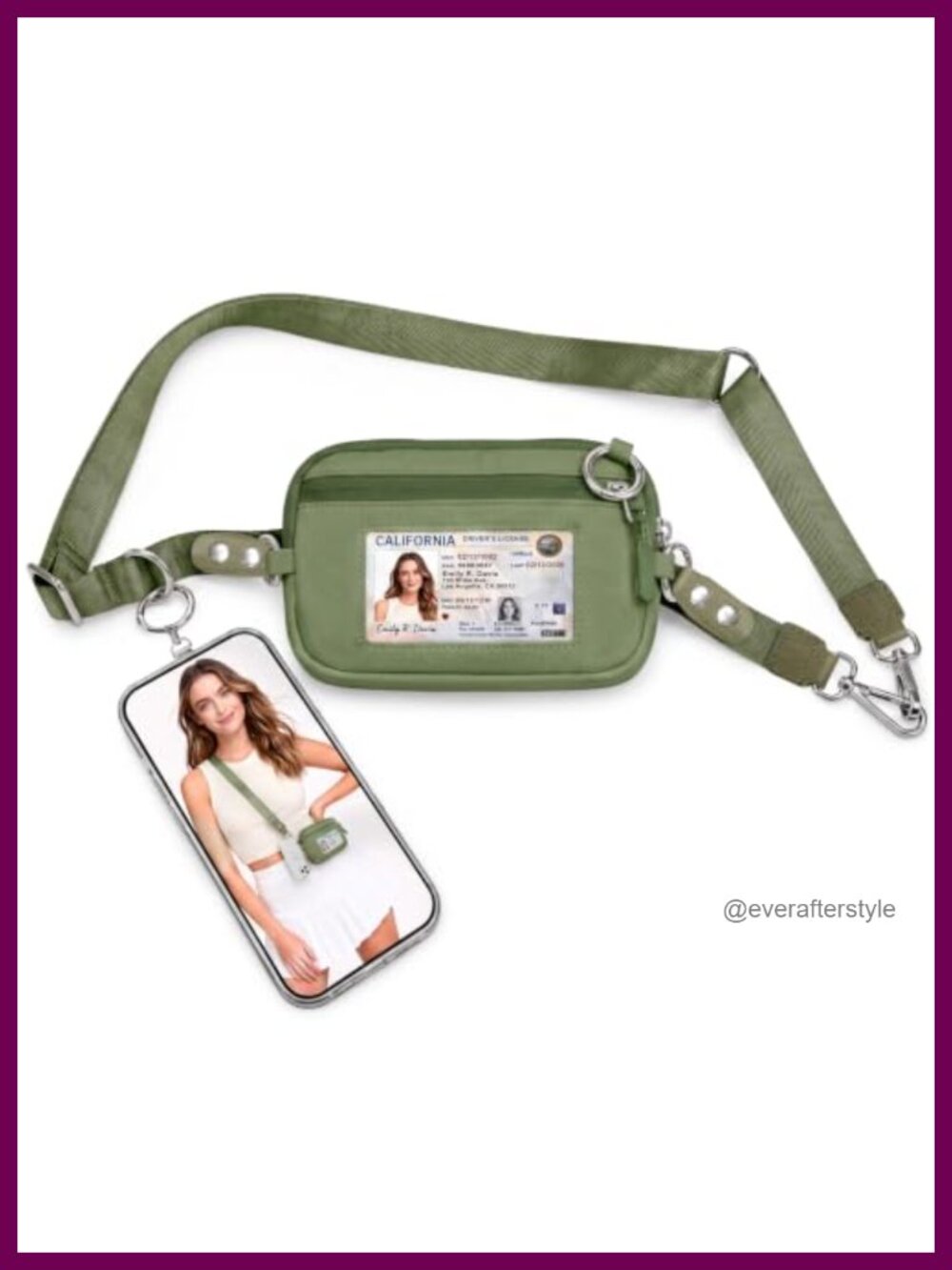 Small Checkered Crossbody Bag Nylon RFID Wristlet Travel Purse
